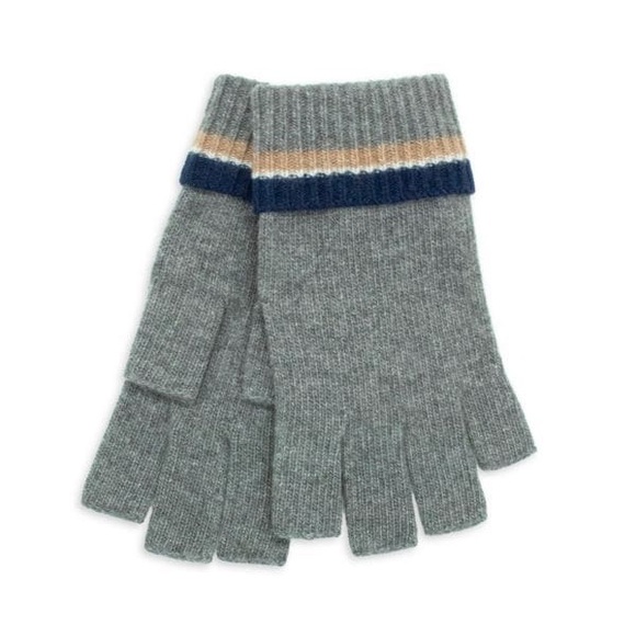 PORTOLANO MENS CASHMERE FINGERLESS GLOVES GRAY OS NWT - Picture 1 of 9